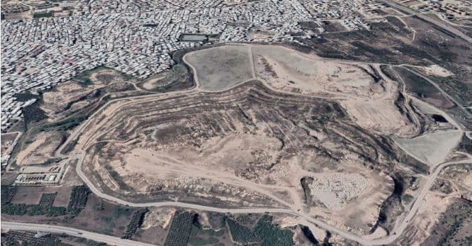 Bursa Hamitler Katı Atık Depolama Alanı'nın havadan görünümü.