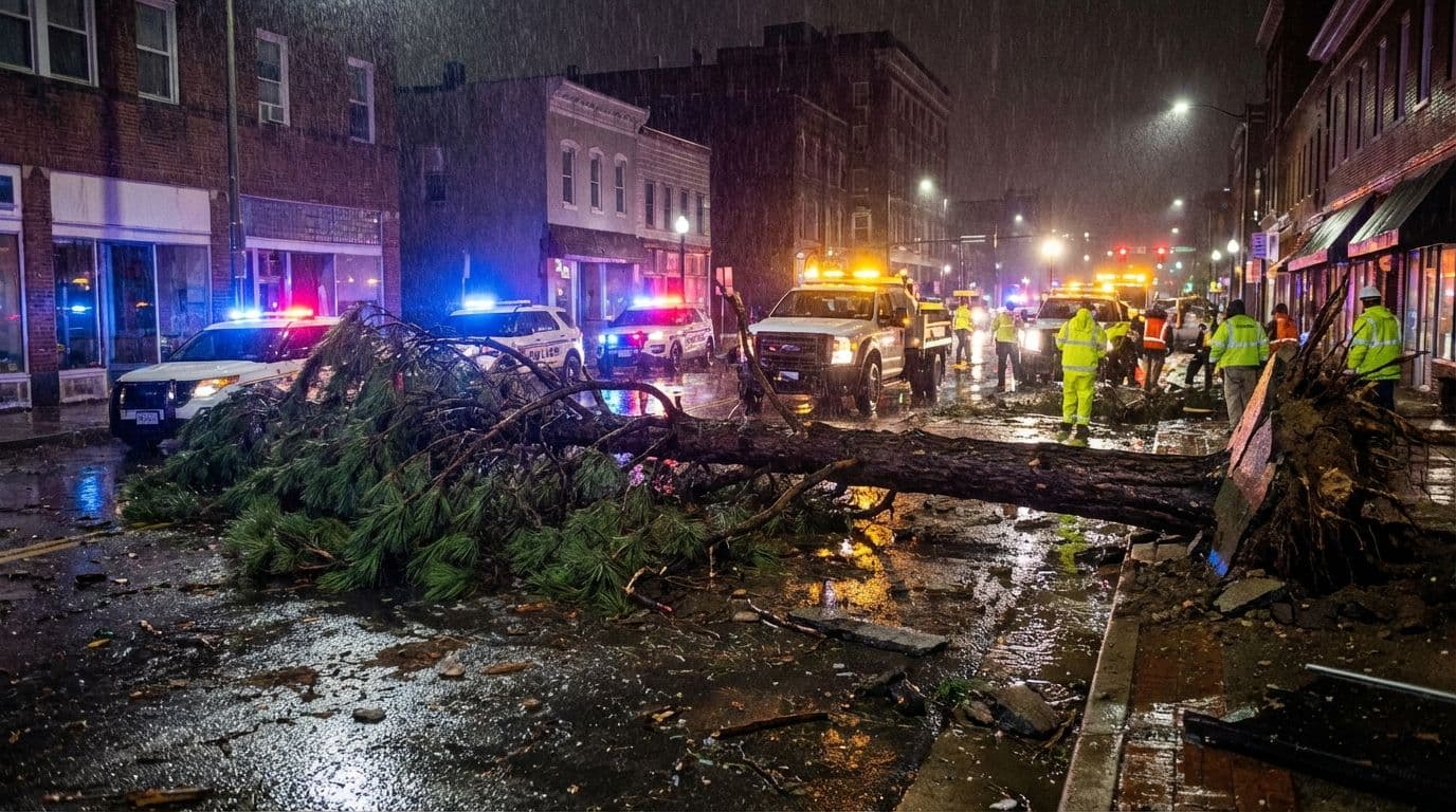 Aydın'ın Merkezinde Şiddetli Yağış Sonucu Asırlık Çam Ağacı Devrildi