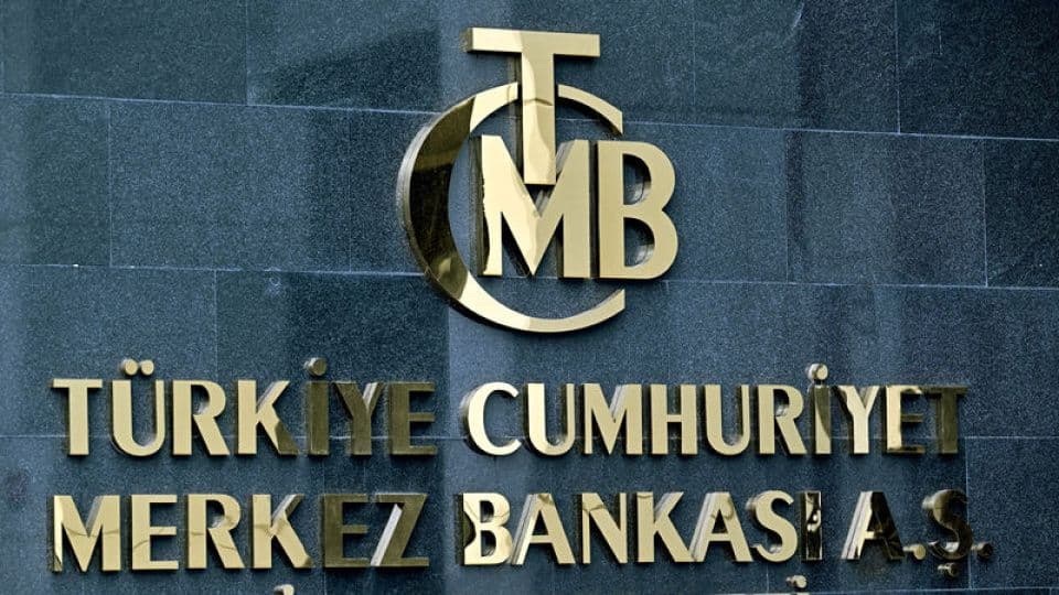Türkiye Cumhuriyet Merkez Bankası (TCMB) logosu ve bina yazısı.