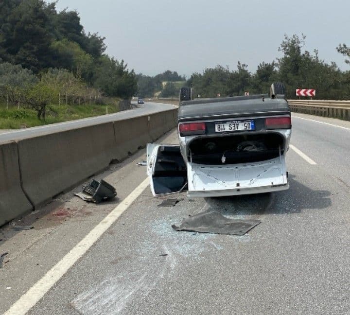 Bursa Kestel'de takla atmış otomobil, trafik kazası