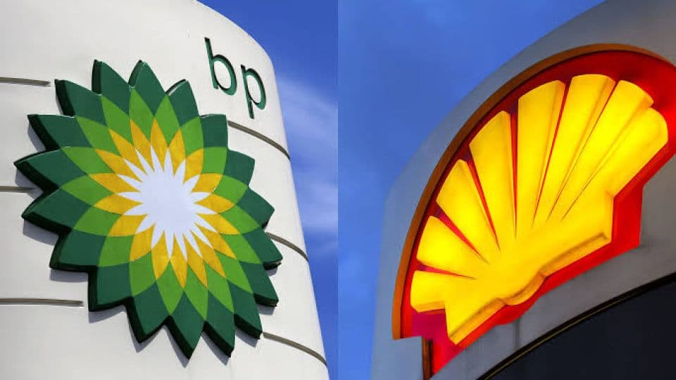 Shell ve BP şirketlerinin logoları, enerji ortaklığı