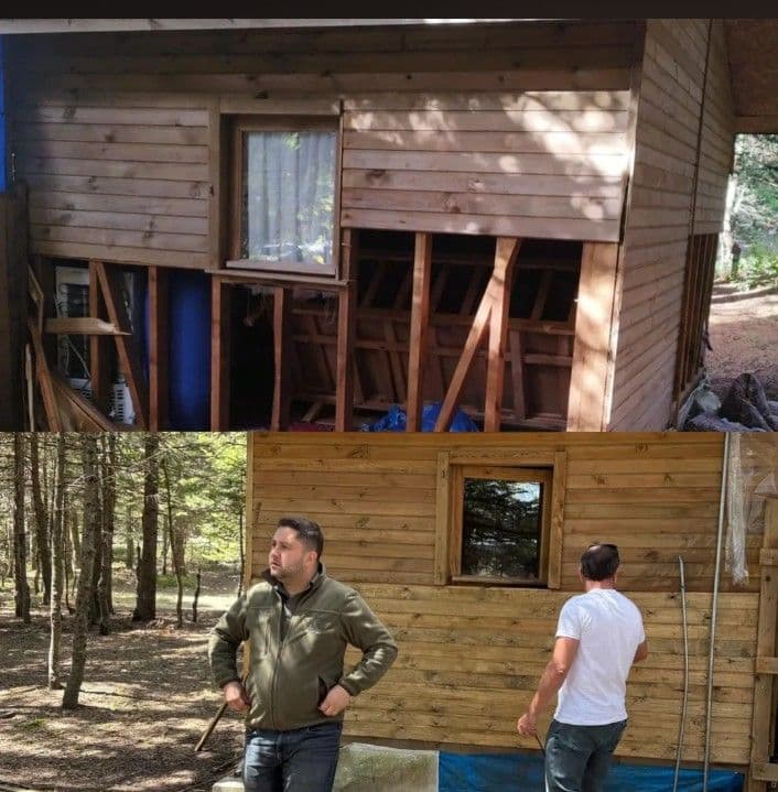 Uludağ'da yaz sezonu için yenilenen ahşap bungalov ve kamp alanları.