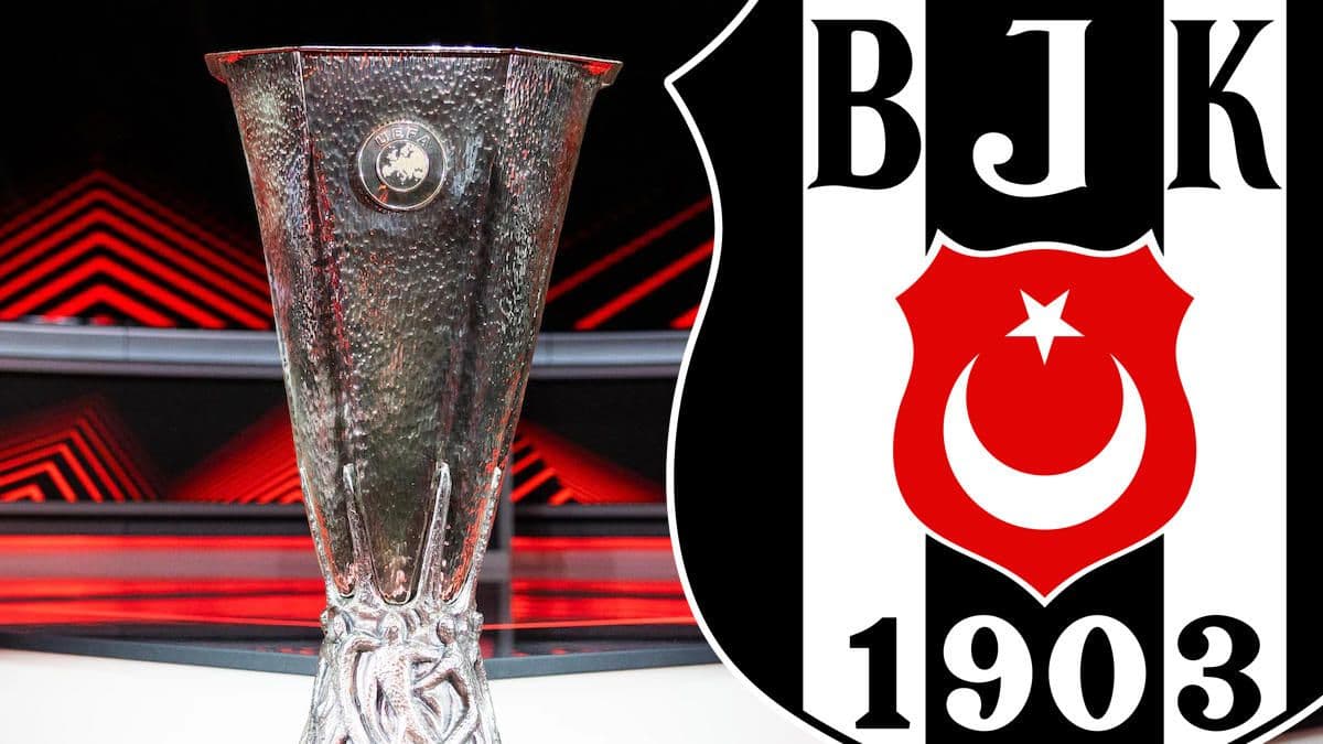 Beşiktaş logosu ve UEFA Avrupa Ligi kupası