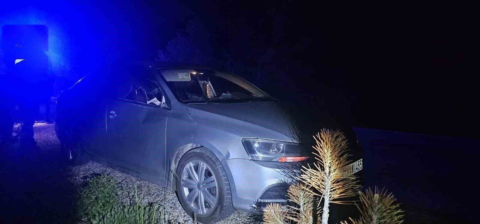 Bilecik Bozüyük'te geyik çarpan otomobilin kaza sonrası hali.