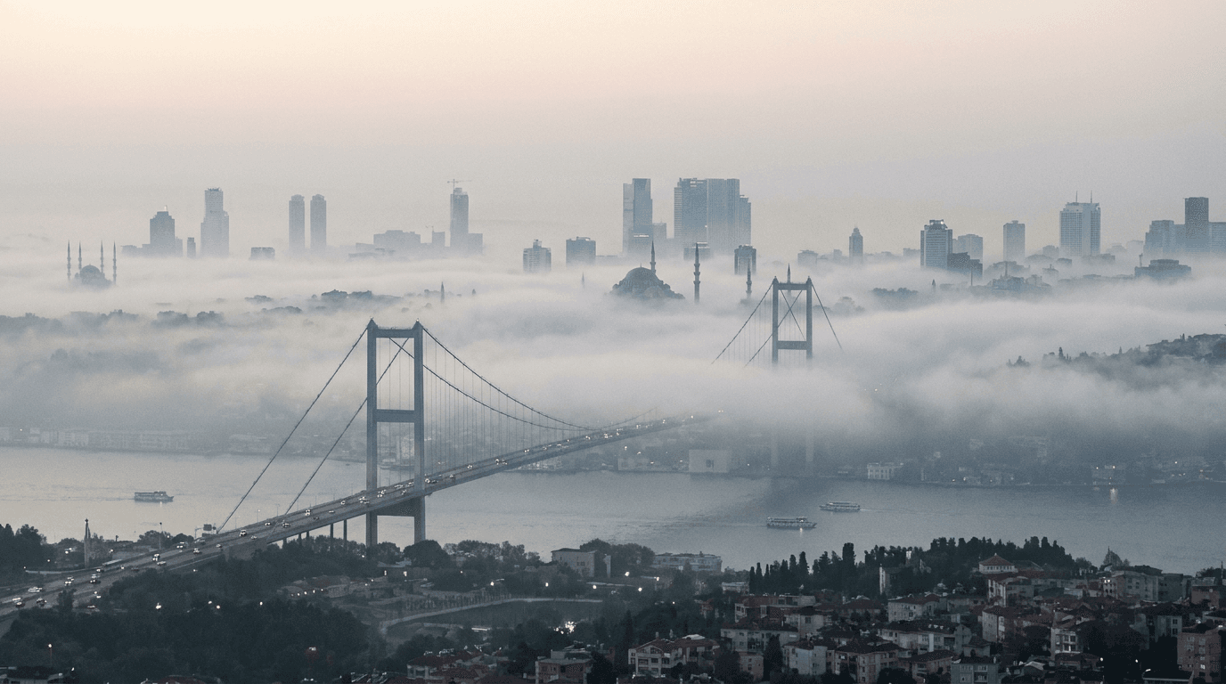 İstanbul'da yoğun sis altında şehir manzarası