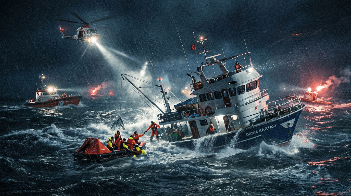 Kocaeli'de batan balıkçı teknesinden kurtarma operasyonu