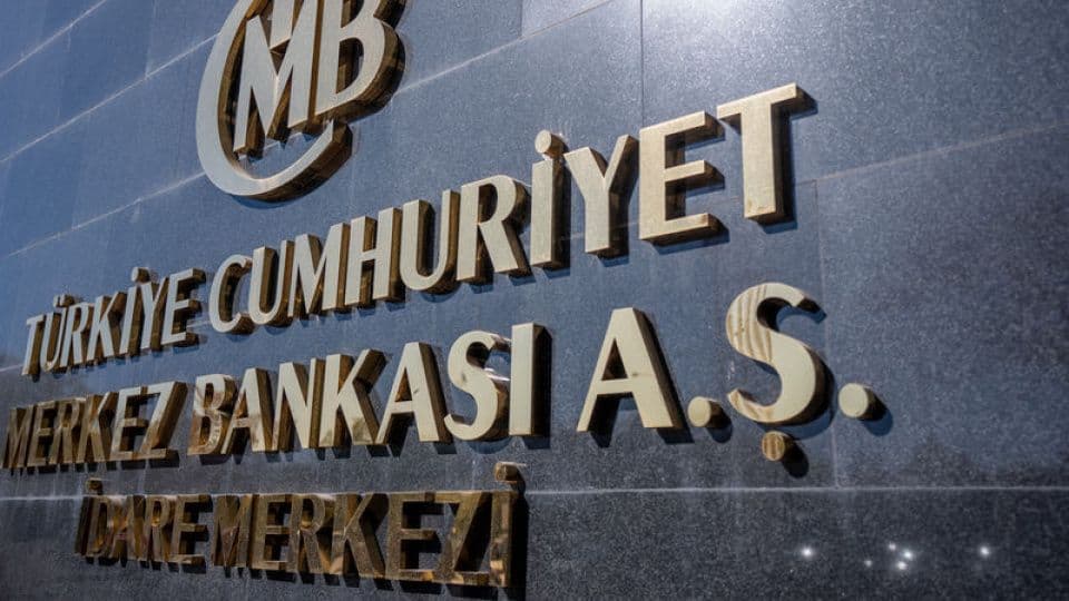 Türkiye Cumhuriyet Merkez Bankası'nın (TCMB) bina tabelası.
