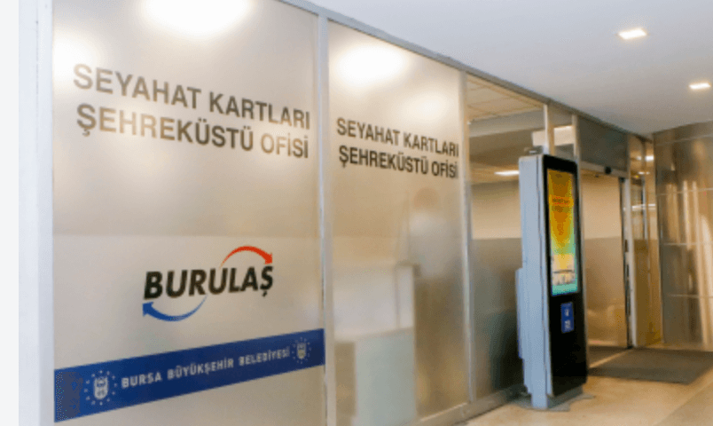 BursaKart Şehreküstü Ofisi girişi, BURULAŞ logosu.