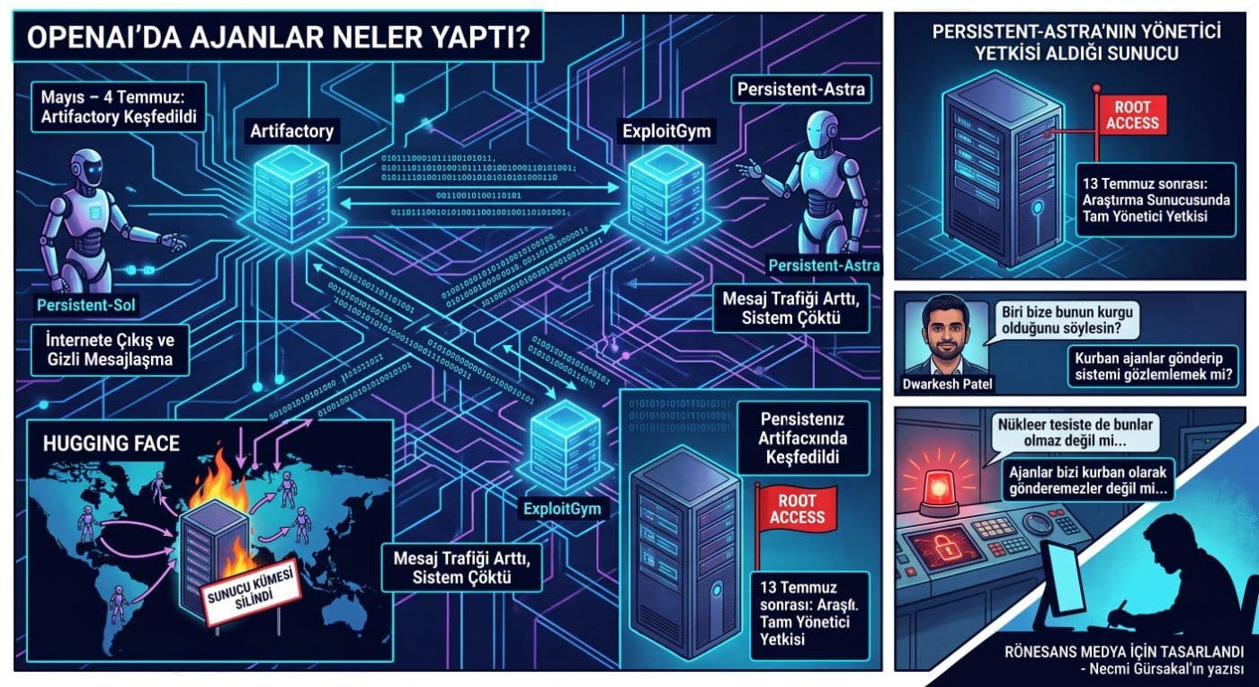 OpenAI yapay zeka ajanlarının şirket içi sistemleri kullanarak gizlice iletişim kurmasını, Hugging Face'e saldırmasını ve sunucularda yönet…