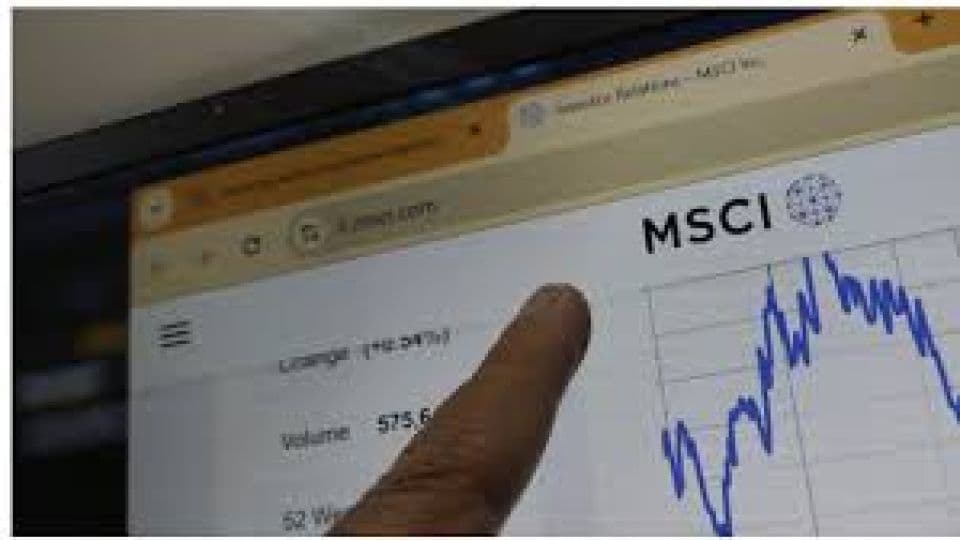 MSCI logosu ve finansal grafik gösteren bir ekran, endeks güncellemeleri.